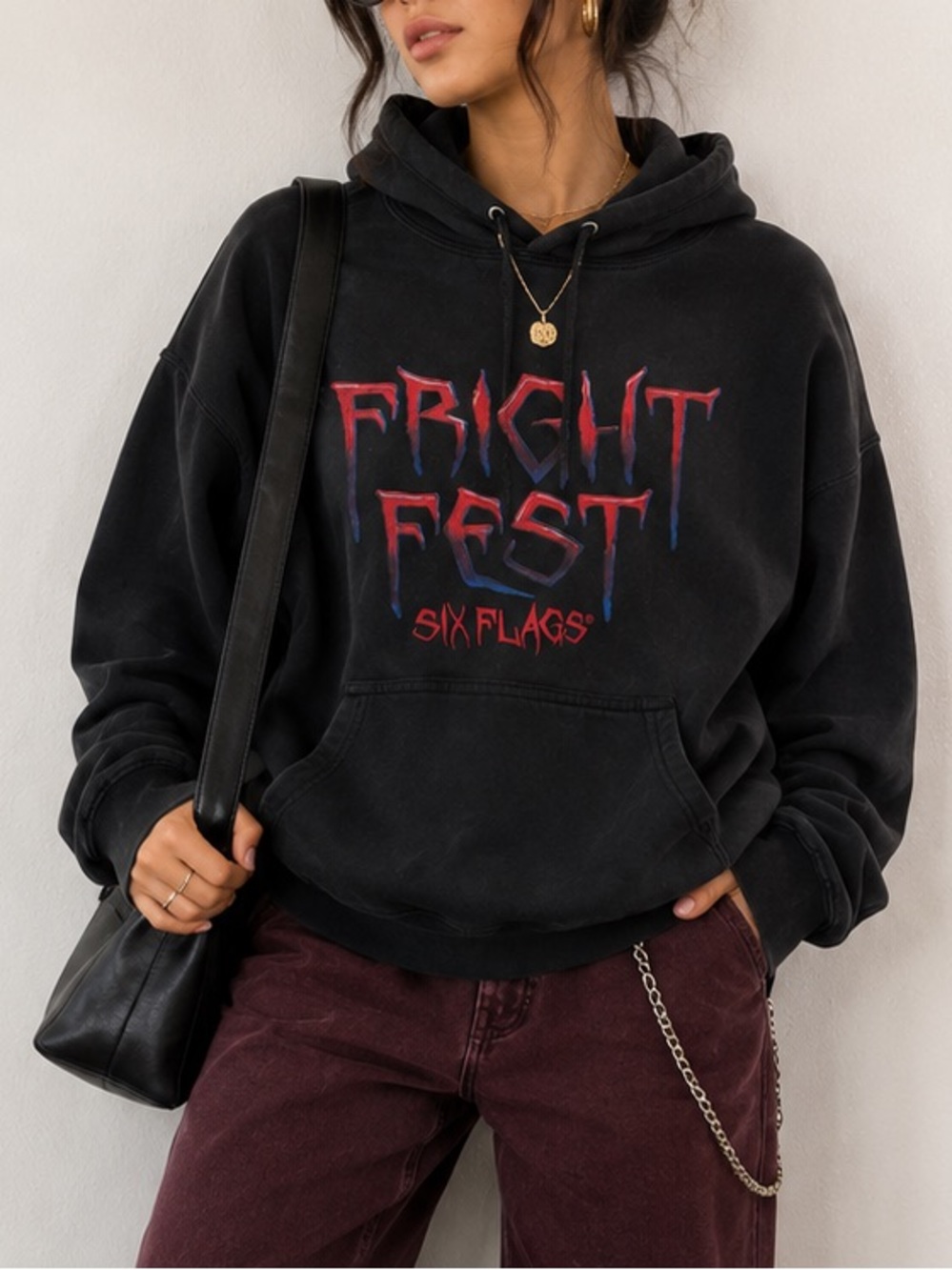 Six Flags Fright Fest Horror Clown Graphic Hoodie Black M Halloween - Picture 2 of 11